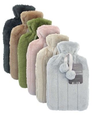 Hot Water Bottles With Luxury Faux Fur Cover Assorted Colours C Bargain Wholesalers