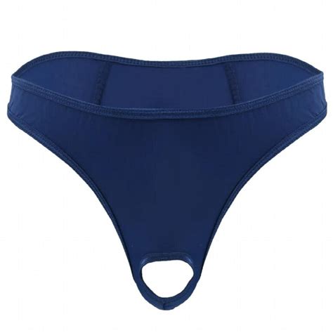 Men Sexy Low Waist Panties Lingerie Stretchy G String Sex Underwear Penis Hole Micro Mini Bikini