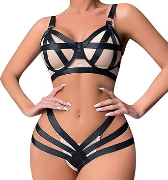 Sexy Lingerie For Women Push Up Underwire Support Bondaged Harness Cage
