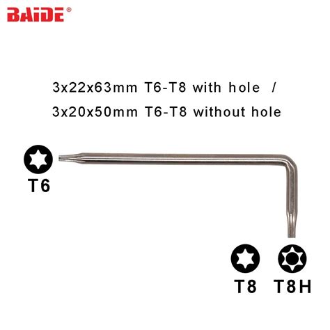 2020 3x22x63mm Torx T6 T8 L Key T8 With Hole T8H 45# Steel Security ...