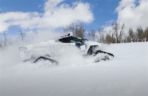 World S First Cybertruck On Tracks Plays In The Snow And It Works For