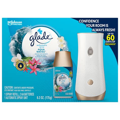 Glade Automatic Spray Air Freshener Starter Kit 1 Holder And 1 Refill Aqua Waves Fragrance