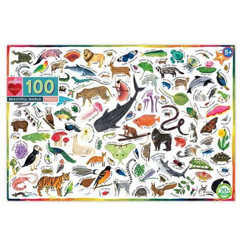 Eeboo Puzzle 100 Teile Tiere In Der Welt Weiß