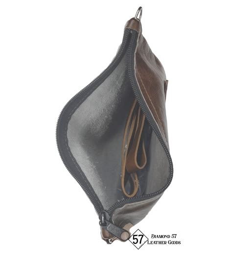 Cowhide Leather Clutch Bag Brindle Diamond 57 Leather Goods
