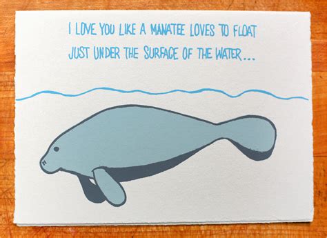 Manatee Birthday Card I Love You Manatee Blank Greeting Card Birthdaybuzz