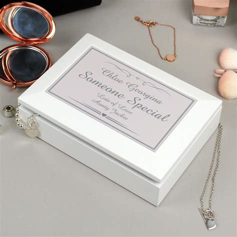 Personalised Silver Elegant Wooden Jewellery Box - ForYou.ie