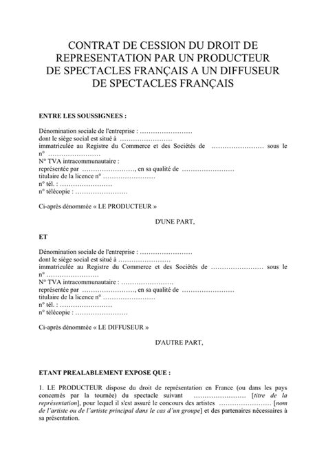 Modèle de contrat cession téléchargement gratuit documents PDF Word