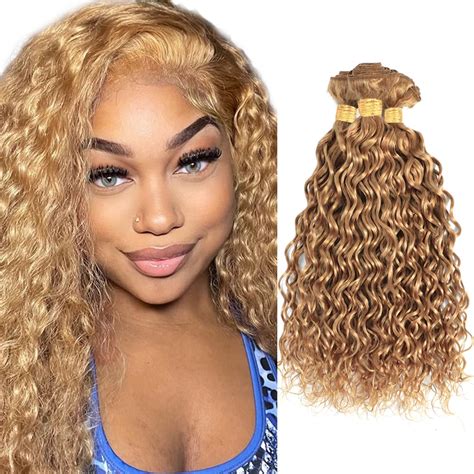 Amazon Color Human Hair Bundles Honey Blonde Human Hair Bundles Water Wave Human