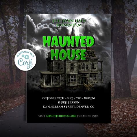 A Haunted House Flyer, Halloween Haunted House Event, School Halloween