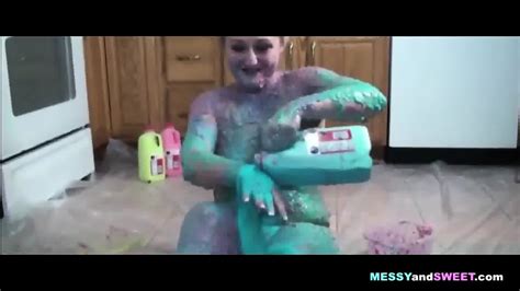 Bbw Covers Herself In Cream