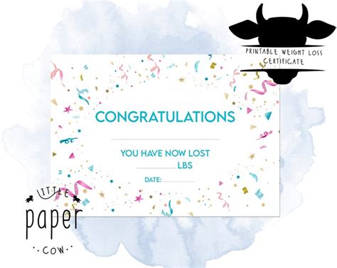 Printable Weight Loss Certificate Lbs A4 Certificate Slimming