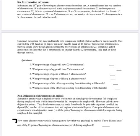 Solved Sex Determination In Humans In Humans The Pair Chegg