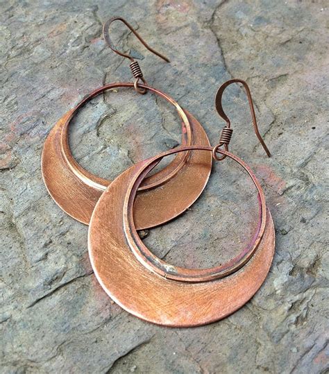 Copper Circle Hoop Earrings Copper Jewelry Handmade Metal Jewelry Copper Earrings