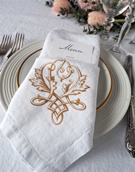 Custom Printed Monogrammed Linen Wedding Party Napkins LINOROOM 100