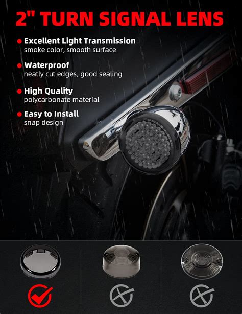 Amazicha 1157 Led Motorcycle Turn Signals Light 2 Bullet Front Rear Turn Signals Lens Covers