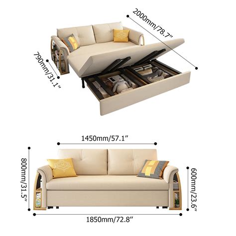 convertible full sleeper sofa leath aire upholstered storage sofa