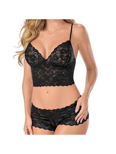 Fymall Women S Plus Size Lingerie Lace Push Up Underwear Bra Briefs Set Walmart