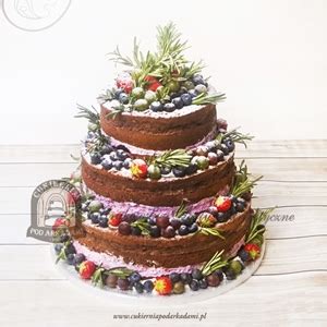 Tort Weselny Naked Cake Z Owocami Sezonowymi I Rozmarynem