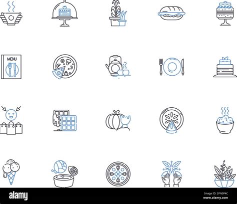 Bakery Outline Icons Collection Bread Pastry Cake Muffin Croissant