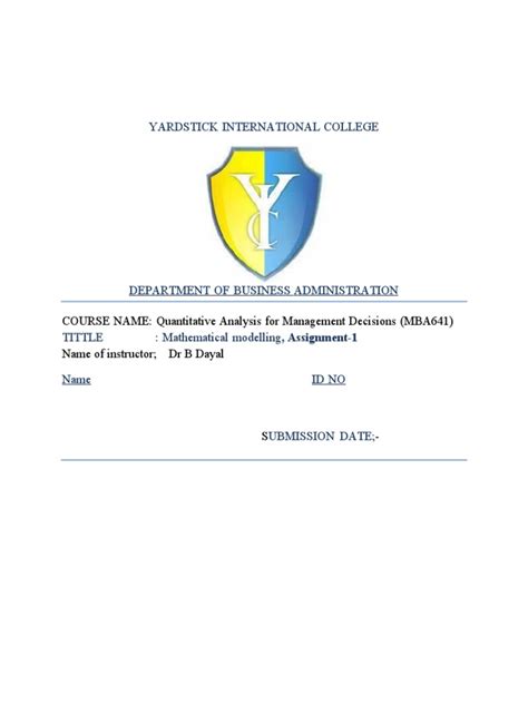 Quantitative Analysis Assign 1 PDF | PDF | Decision Making | Profit ...