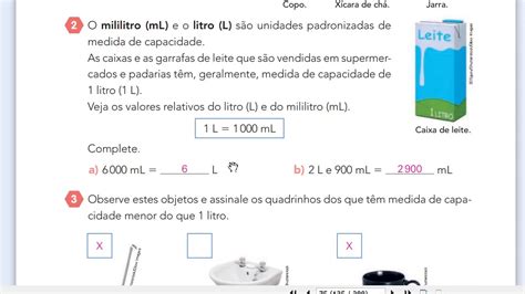 Medidas De Capacidade Litro E Mililitro 4 Ano