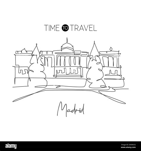 One Continuous Line Drawing Royal Palace Of Madrid Landmark Historical