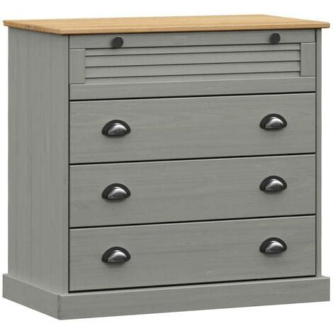 Commode VIGO Gris 80x40x76 Cm Bois Massif De Pin VidaXL