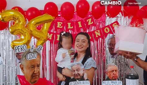 Joven festeja su cumpleaños con temática de AMLO en Izúcar de Matamoros