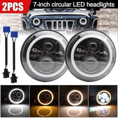 2 x 7 Zoll Scheinwerfer Angel Eyes DRL LED Frontscheinwerfer Für Jeep