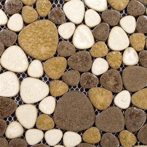 Porcelain pebble tile with cream and coffee color and heart shaped ...