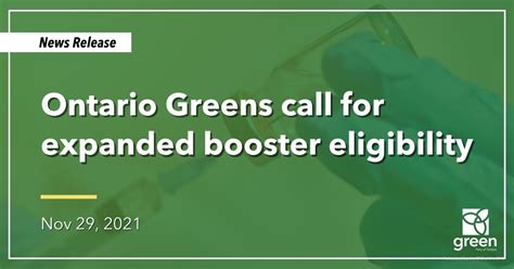 Ontario Greens Call For Expanded Booster Eligibility Ontario Greens