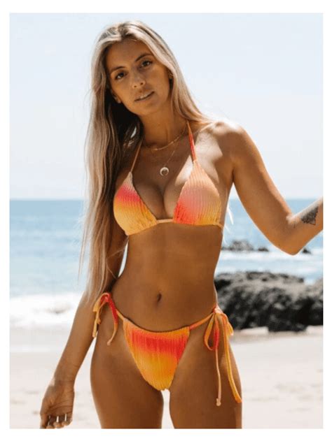 Bañador bikini con cordón lateral triángulo de ombré de terciopelo