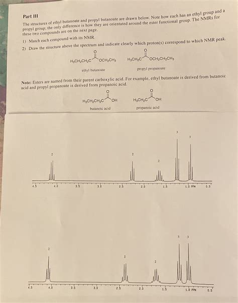 Solved Help With Solving Part III The Structures Of Ethyl Butanoate