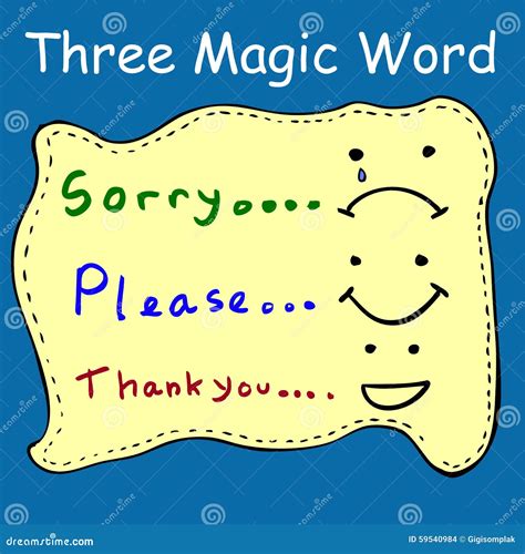 Illustration For Three Magic Words Stock Vector Illustration Of Board