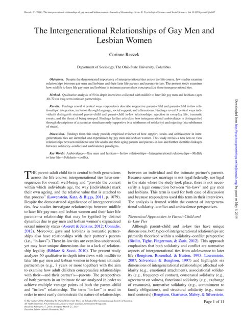 PDF The Intergenerational Relationships Of Gay Men And Lesbian Women