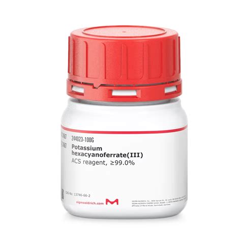 Sigma Aldrich 244023 Potassium Hexacyanoferrate Iii Acs Reagent ≥99 0 500 Gr