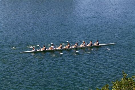 Women Crew Team On Water Rowing Folsom California Editorial Image