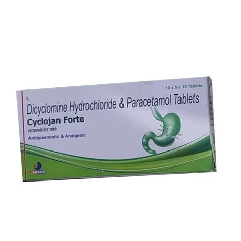 Cyclojan Forte Dicyclomine Hydrochloride Paracetamol Tablet At Rs 55 Box Pharmaceutical