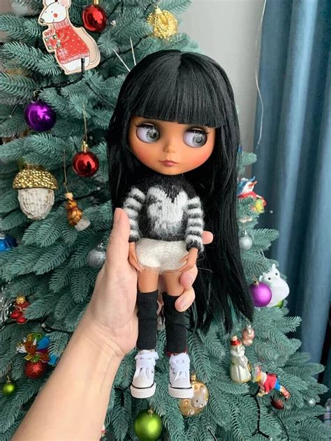 ICY DBS Nude Blythe Doll Joint Body Black Skin Long Eyelash Sleeping Eye Toy EBay