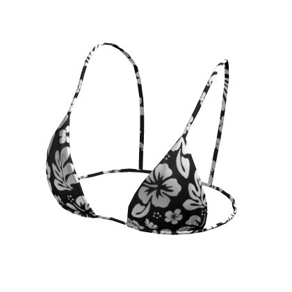 Bikini Top Black Hawaiian Flowers String Tied Y2K Roblox