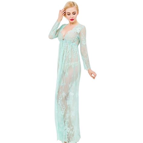 Sea Green Lingerie Maxi Long Nighty Gown Night Dress