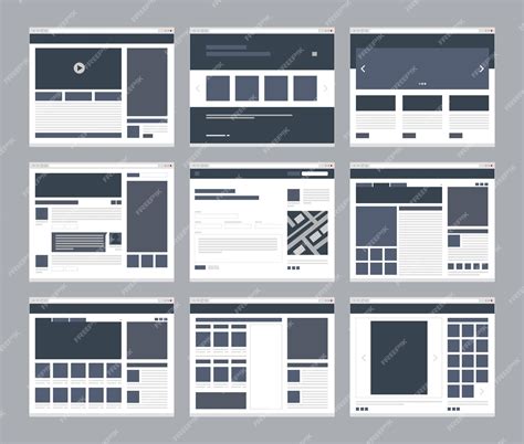 Web wireframes Landing templates páginas do site layouts e-mail vídeo