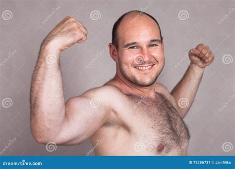 Closeup Of Happy Naked Man Showing His Strong Arms Stock Image Image Of Flexing Forearm
