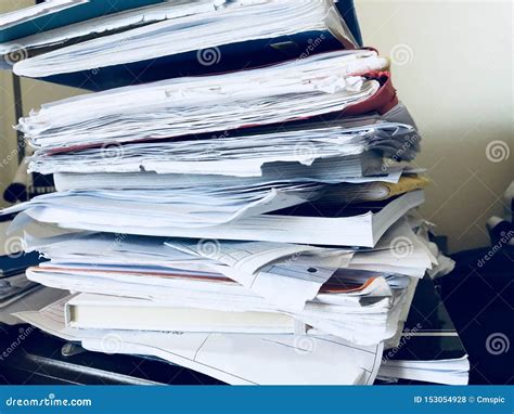 Messy Stack Of Papers Stock Photo Image Of Study Stack 153054928