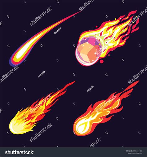 Meteorite Icons Set Cartoon Set Meteorite 库存矢量图（免版税）1421264489