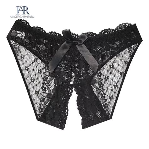 M XL Transparent Women S Panties Lace Underwear Open Crotch Thongs Embroidery Sexy Lingerie