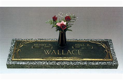 Companion Bronze Grave Marker With Vase On Granite Base