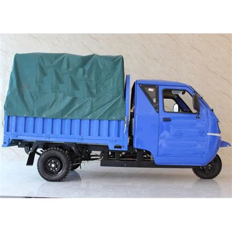 Closed Cabin With Tarpaulin Cargo Loader Tricycle Gasoline Auto