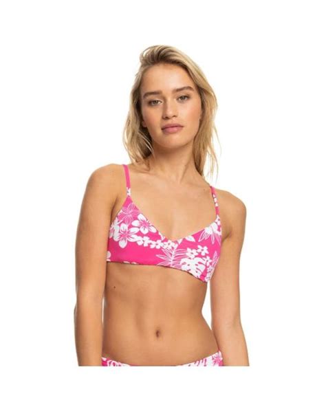 Roxy Beach Classics Athletic Bikini Top In Pink Lyst