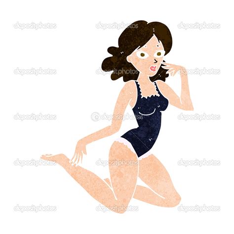 Cartoon Woman In Lingerie Stock Vector Image By Lineartestpilot